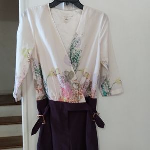 Ted Baker London Floral Jumpsuit - White and Purple